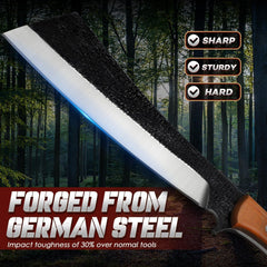 Freelander blade edge detail highlighting high-carbon steel strength and sharpness