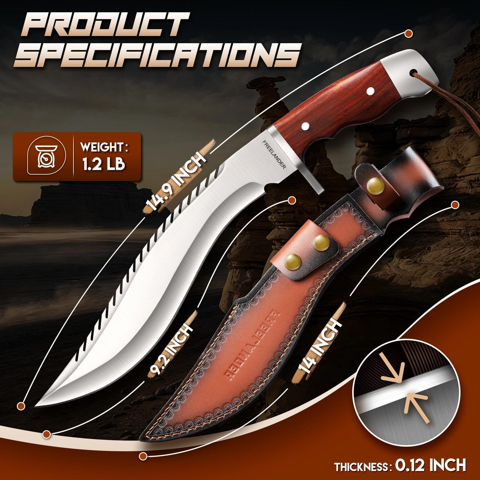Freelander kukri chopping branch in use demonstrating powerful efficient cuts
