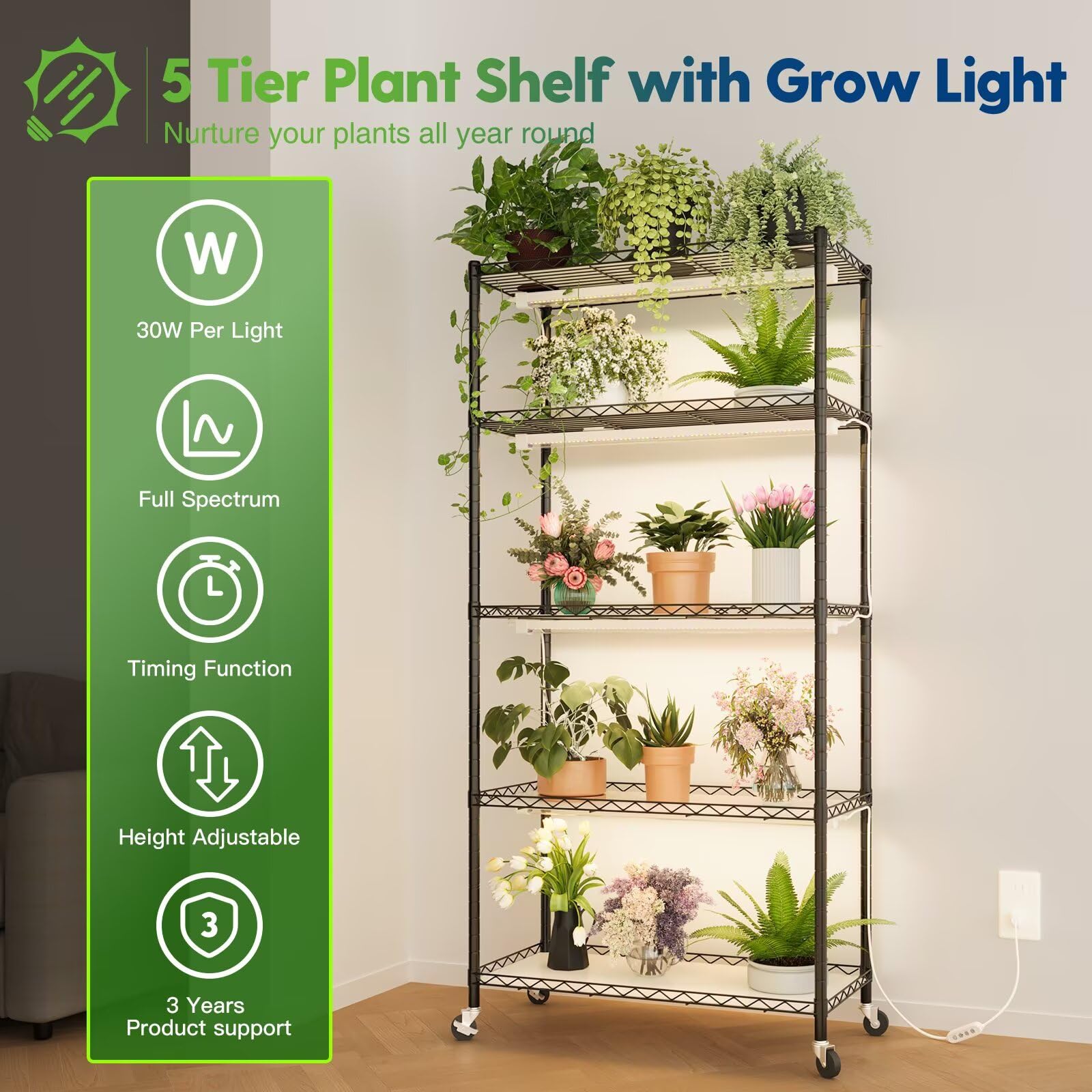 FREELICHT close-up of 5000K LED grow light showing even illumination benefit