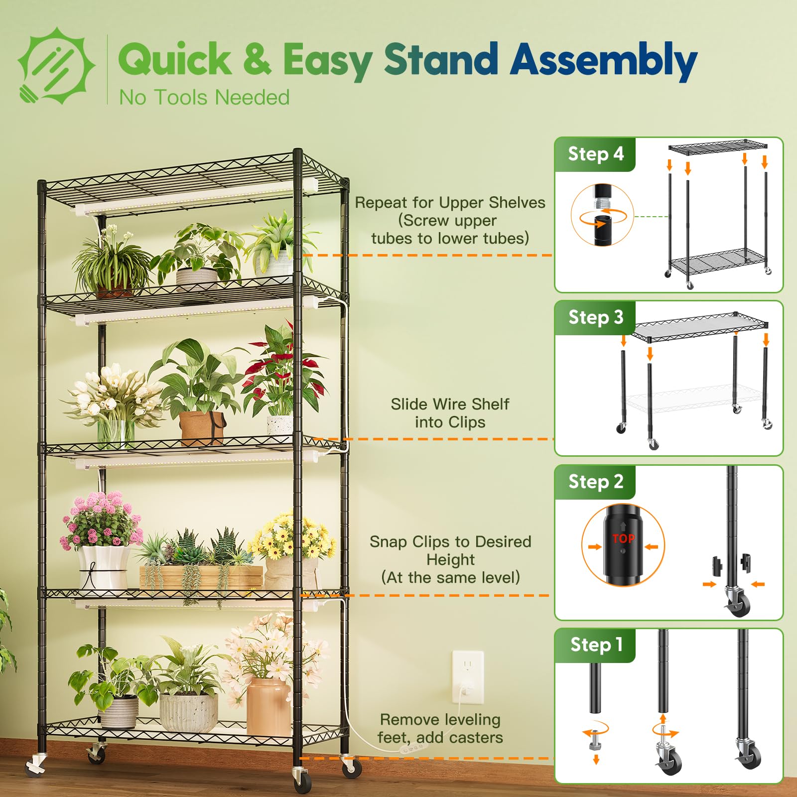 FREELICHT assembled rack beside doorway showing scale and footprint