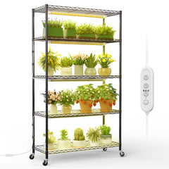 FREELICHT front view of 5-tier plant stand showing compact vertical growing