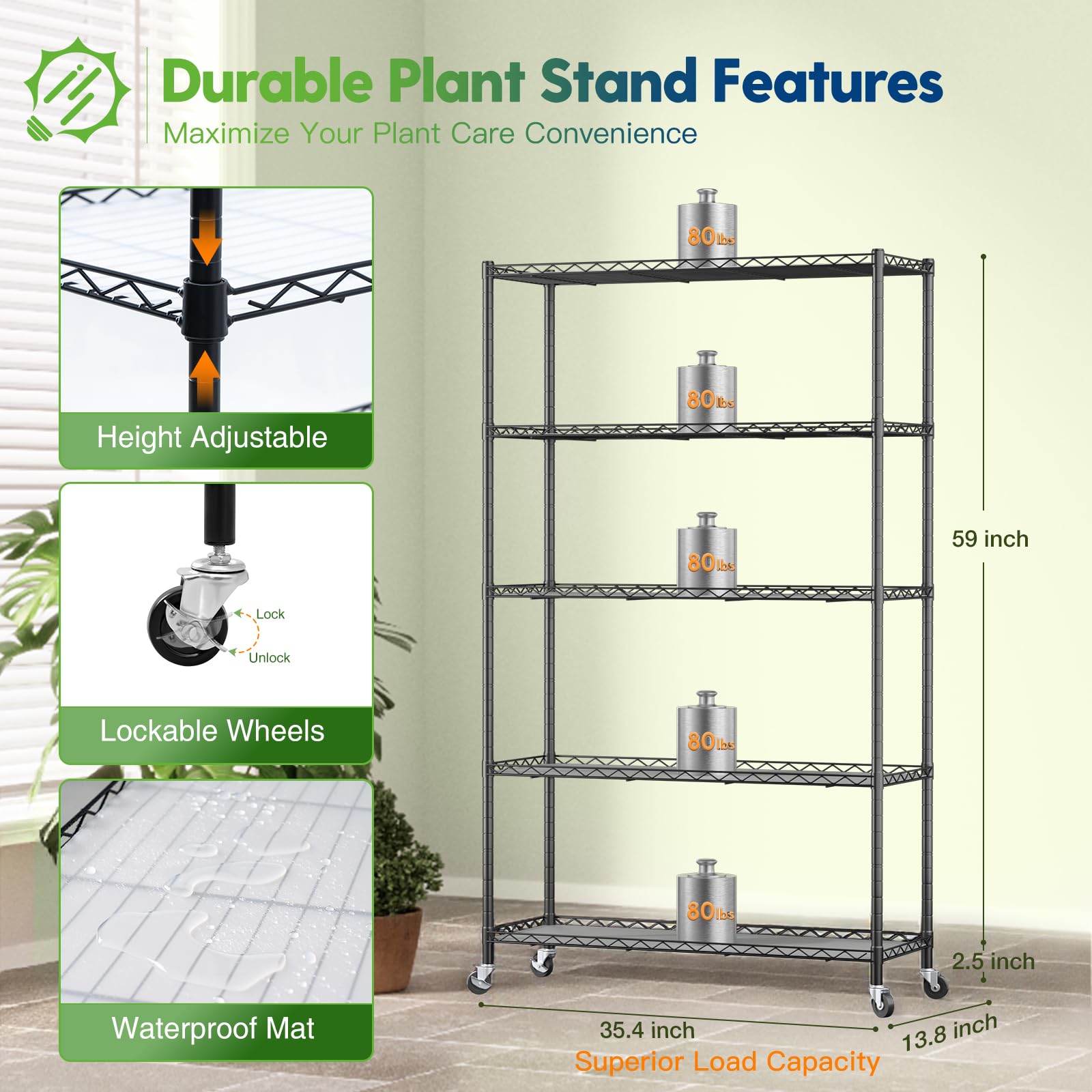 FREELICHT heavy-duty lockable wheels for easy mobility and stable placement
