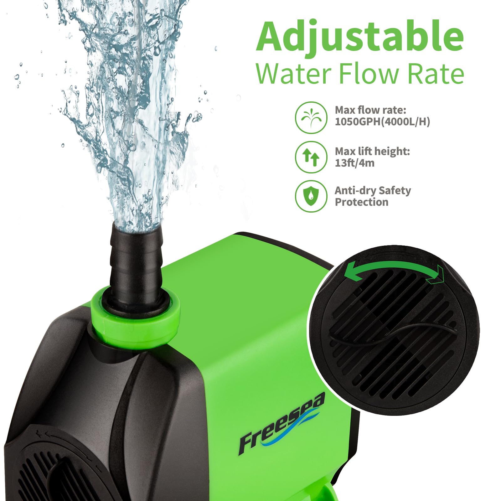 FREESEA close-up of adjustment knob for easy flow control benefit