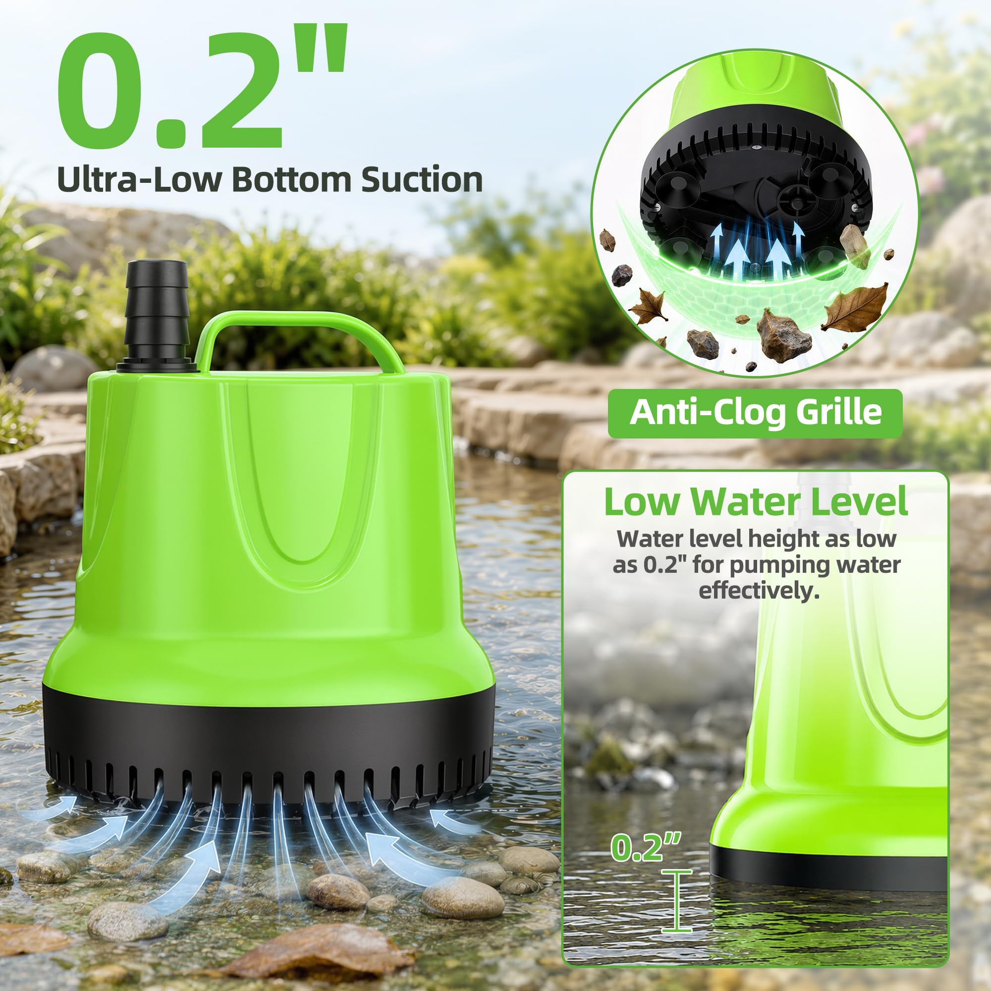 FREESEA four interchangeable nozzles laid out to show spray options for fountains