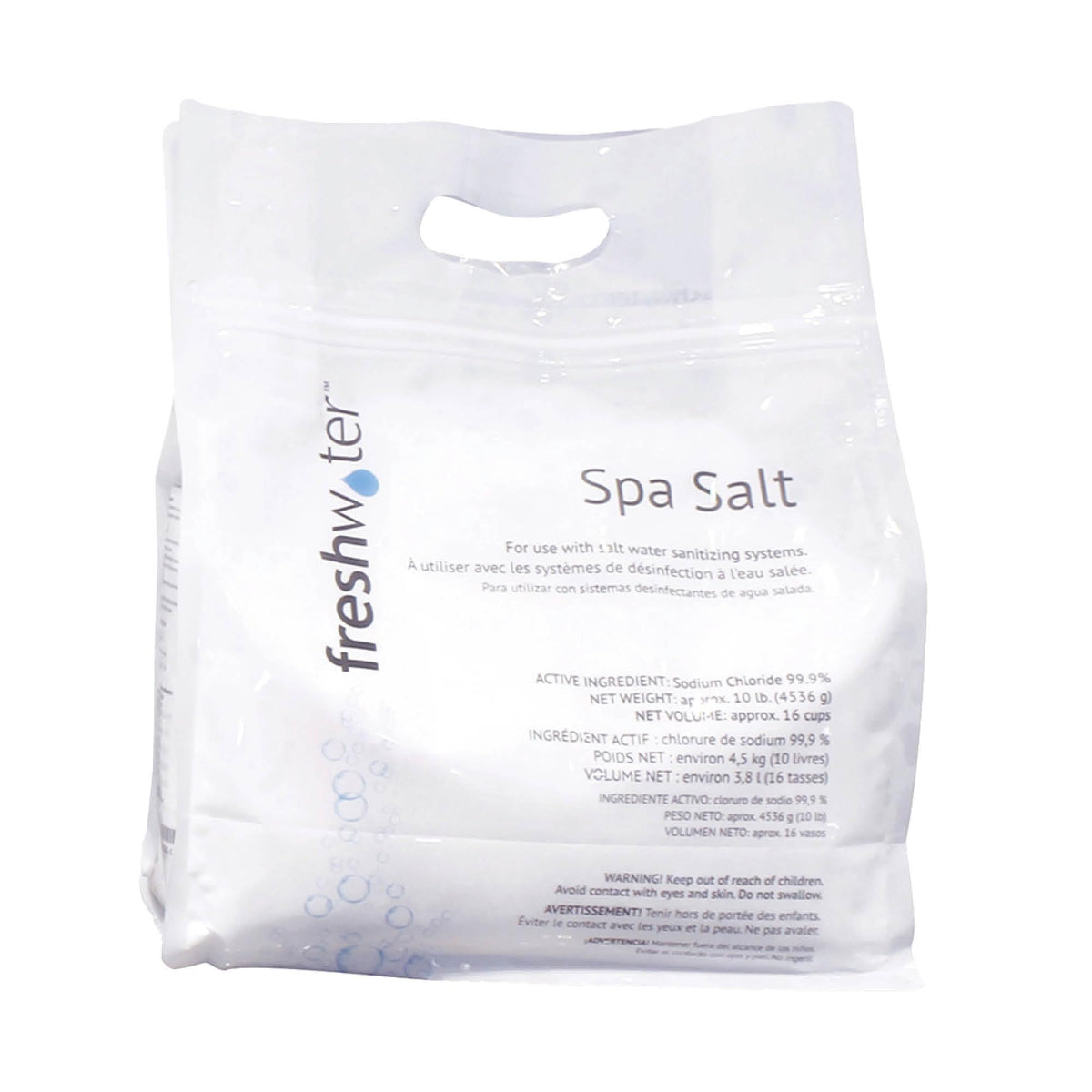 FreshWater 80000 bag front view showing label and clear spa-use benefit