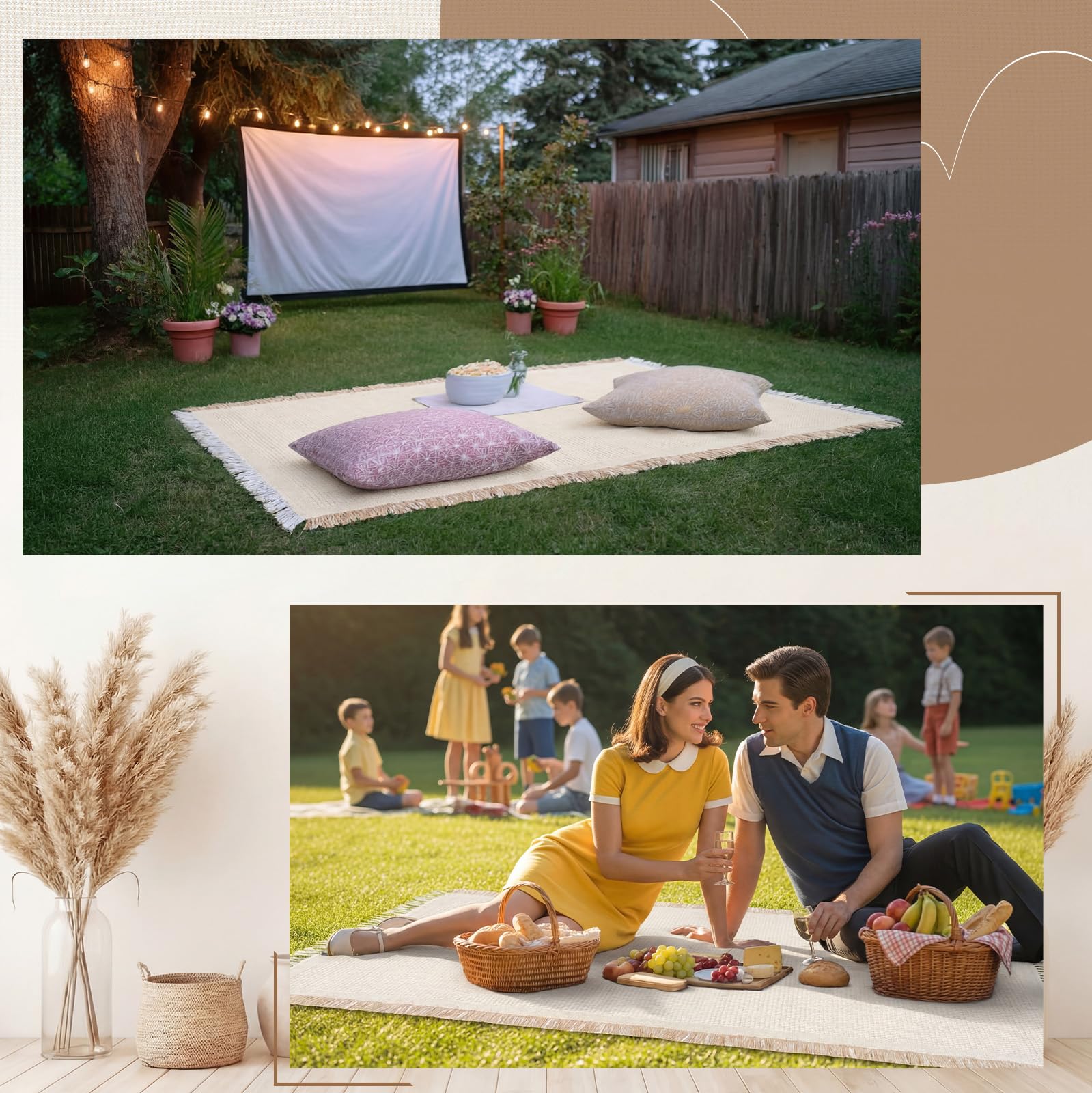 Frienda blanket laid on beach sand demonstrating sandproof convenience
