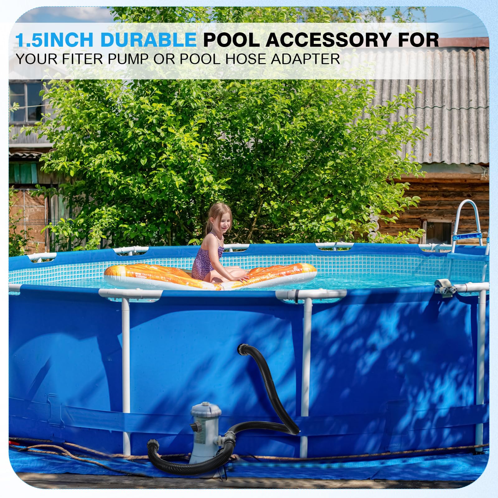 Frienda hose attached to pool pump demonstrating secure flow routing
