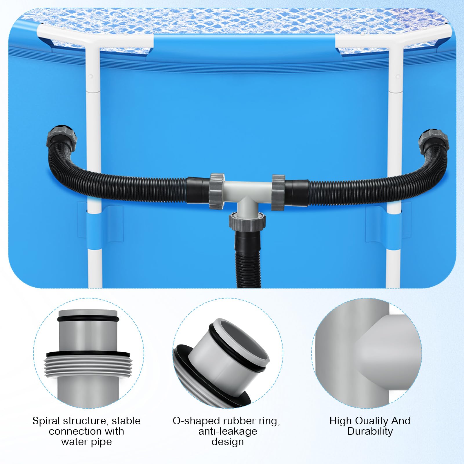 Frienda black 59-inch pool hose laid flat showing full length and flexibility