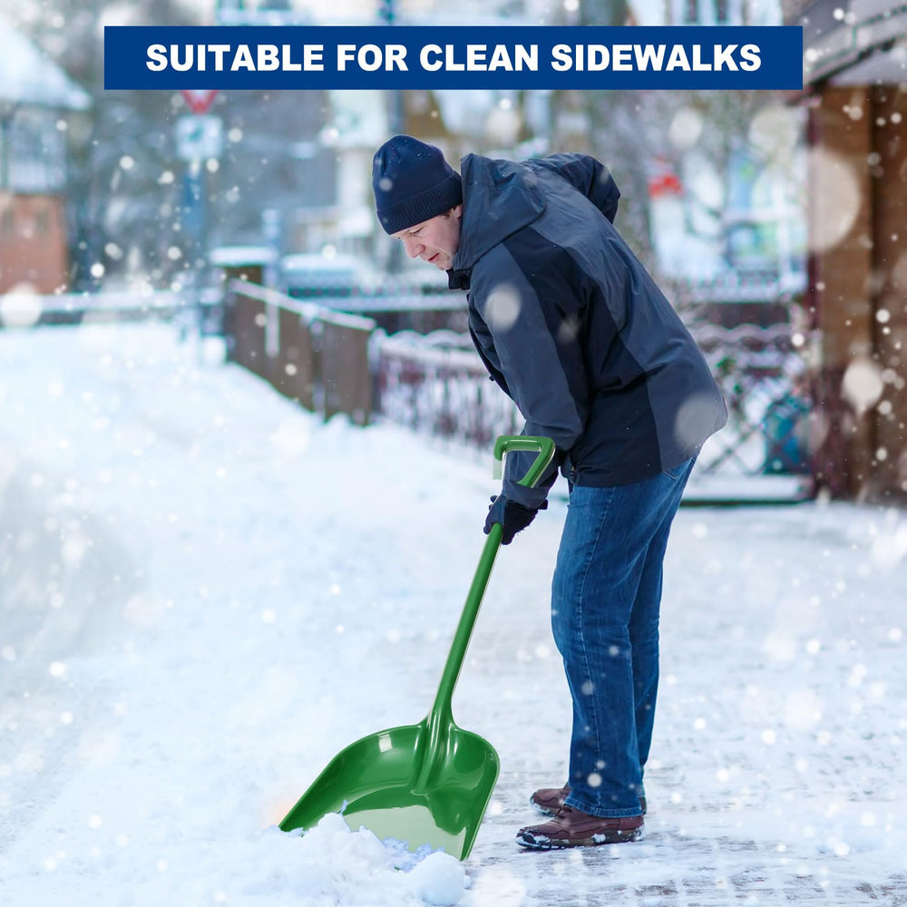 Frienda shovel clearing driveway demonstrating efficient snow removal benefit