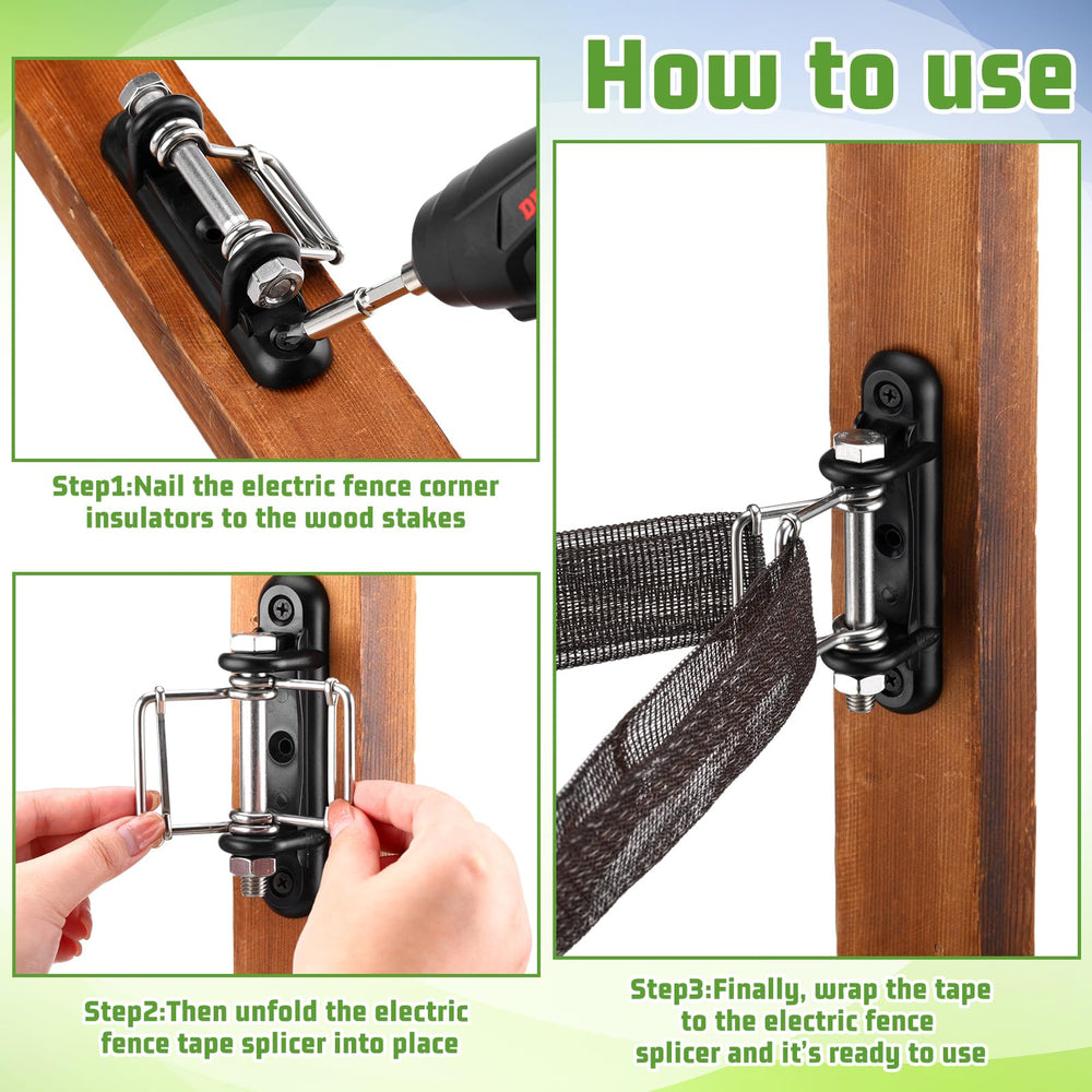 Frienda connector screwed into a wooden post for secure insulated fastening