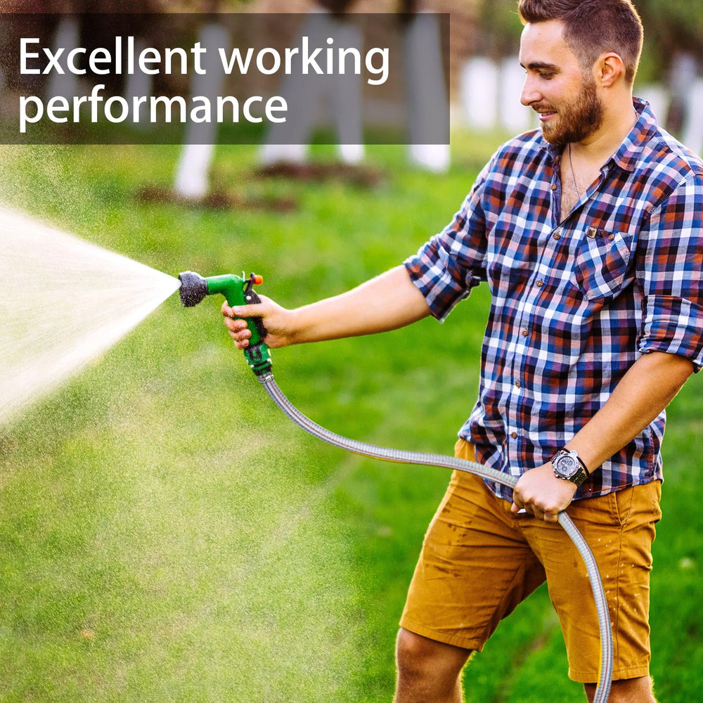 Frienda hose laid beside ruler showing 10 ft length for easy sizing and planning