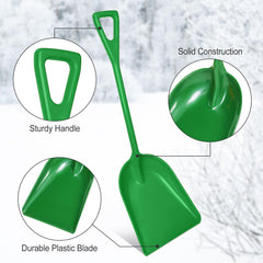 Frienda shovel blade edge detail showing sturdy plastic and smooth snow release benefit