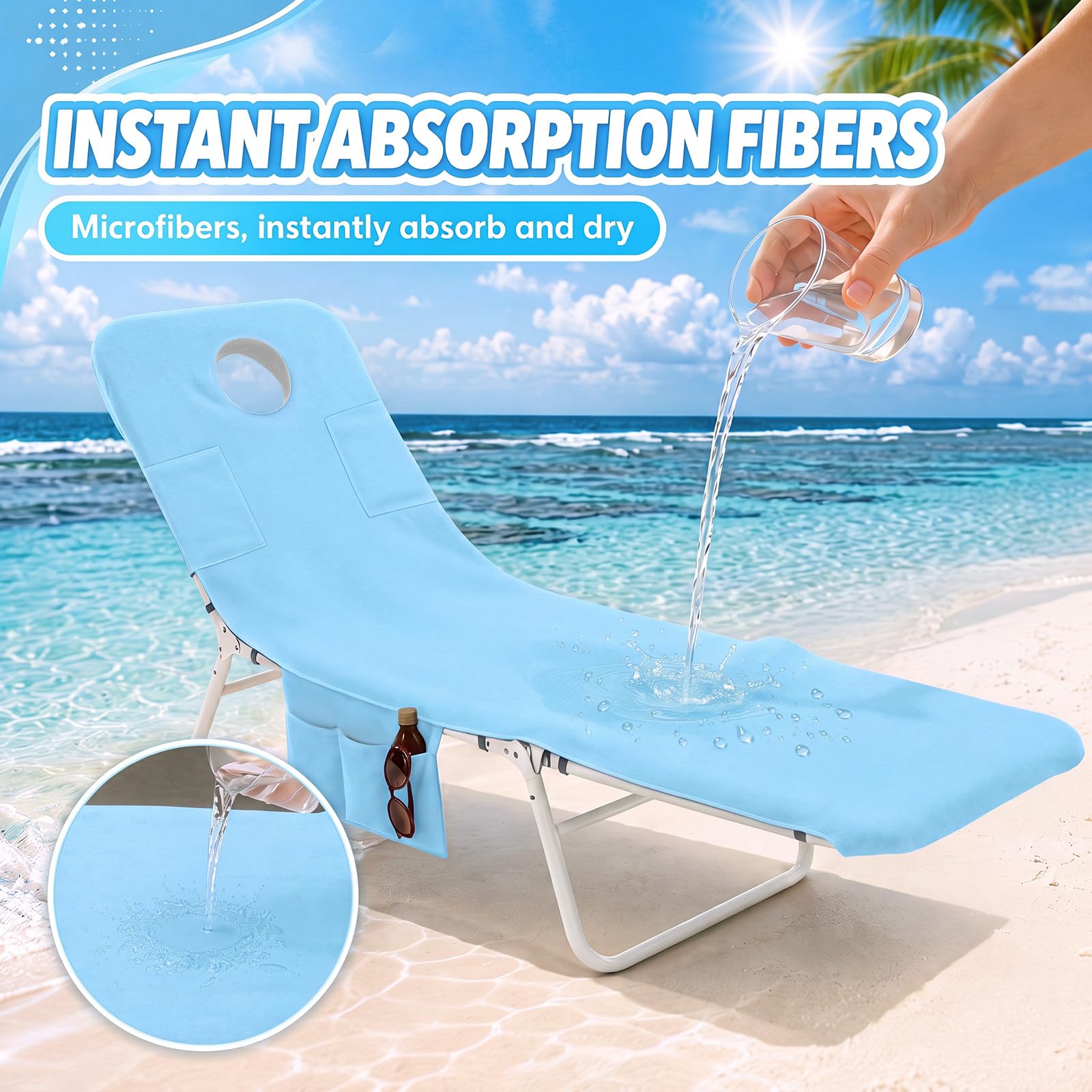 Frienda next to lounge chair showing full-size coverage and fit clarity