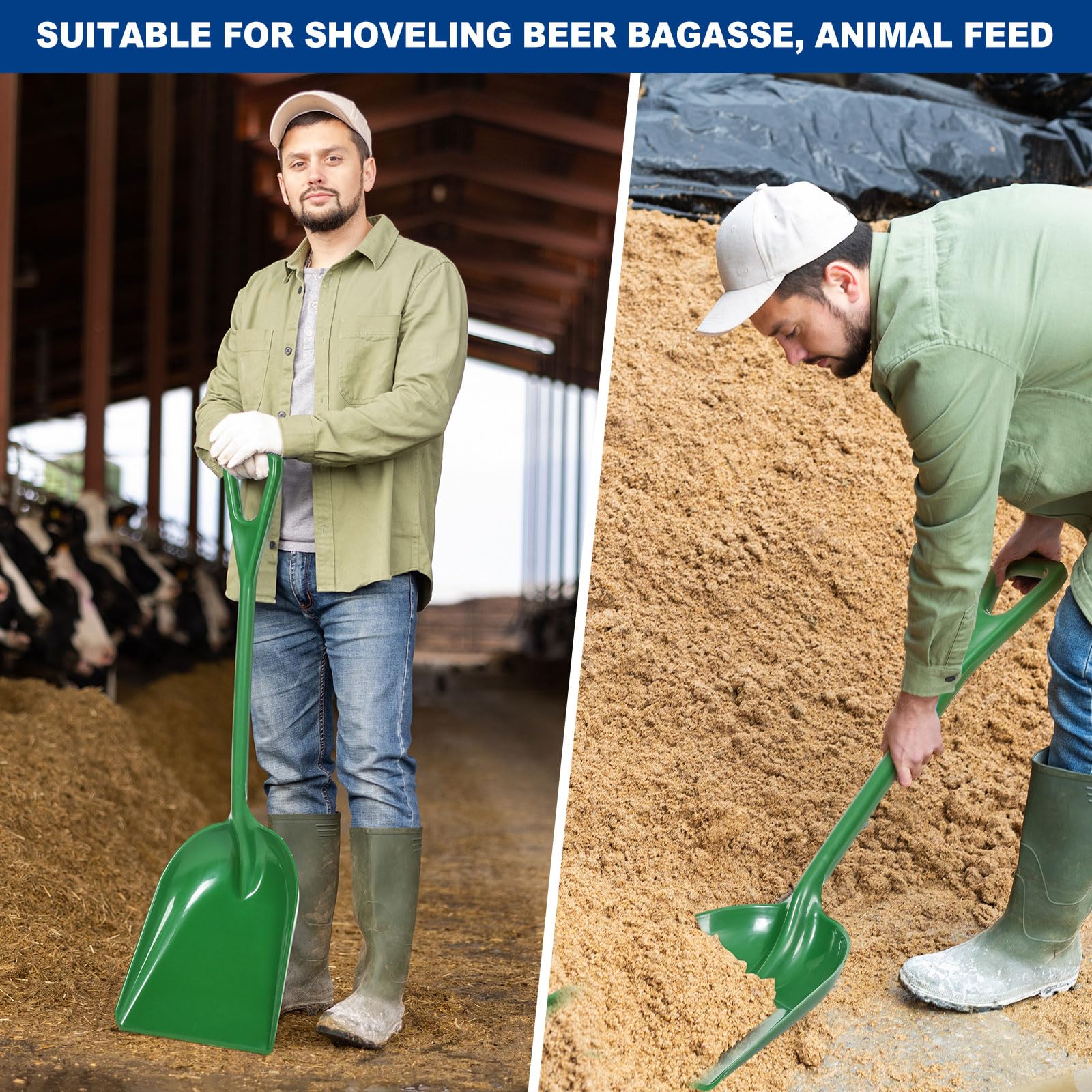 Frienda shovels hanging on shed wall showing easy storage and organization benefit