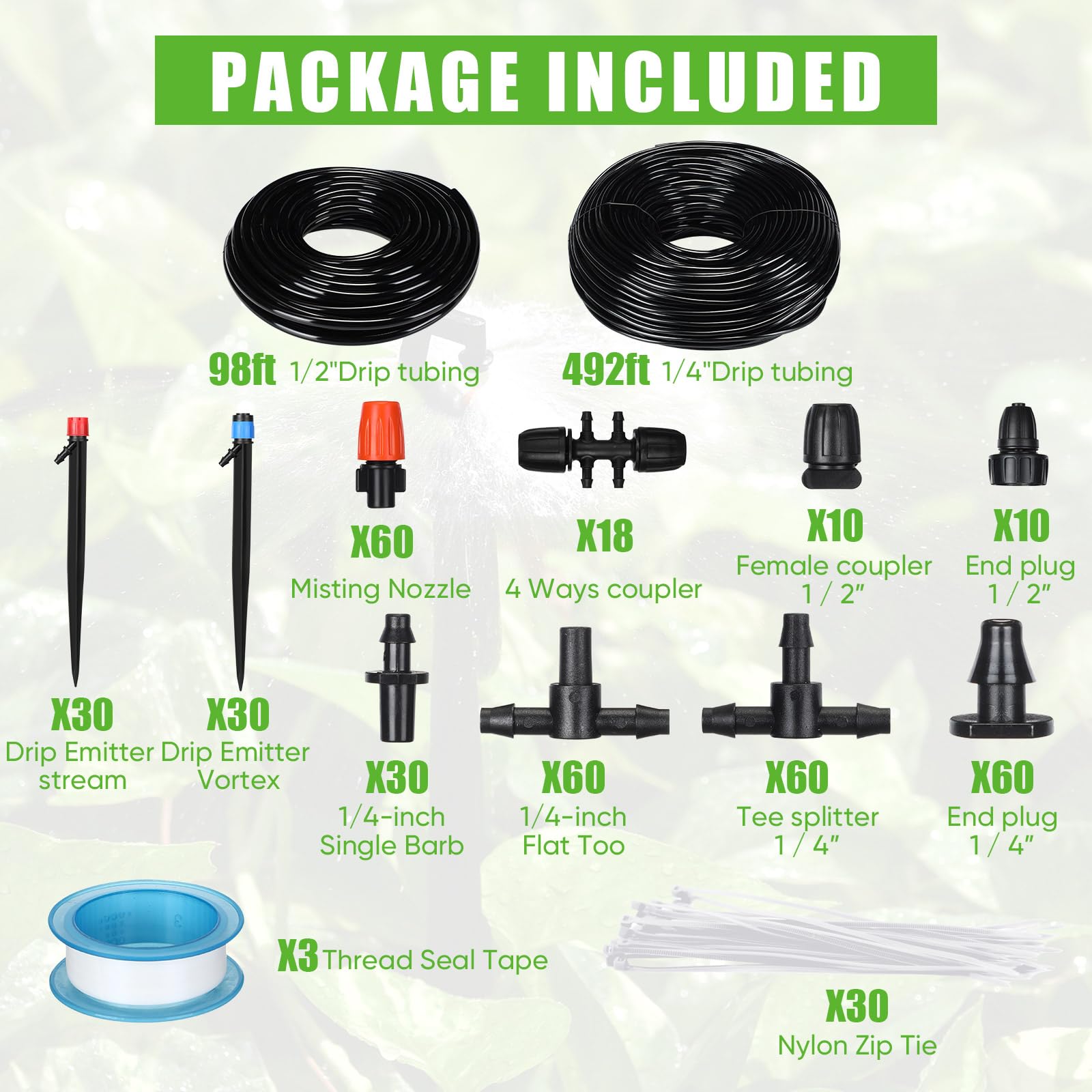 Frienda irrigation tubing and barbed fittings close-up for easy leak-free joins