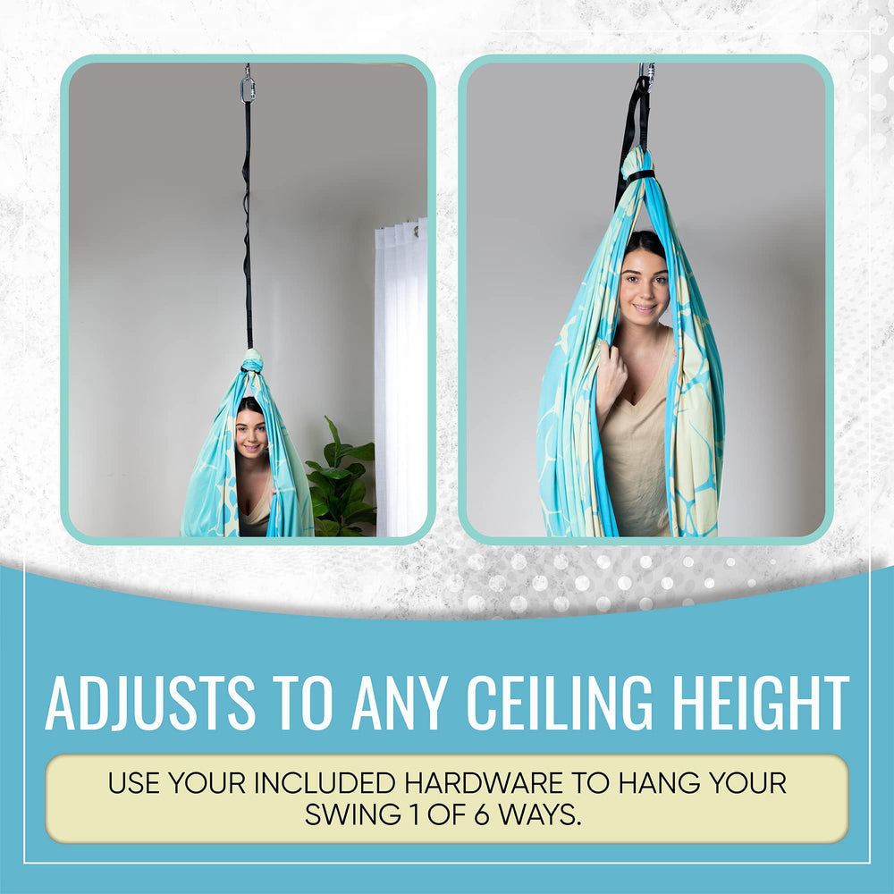 FRIENDLY CUDDLE adult relaxing in swing offering supportive sensory comfort