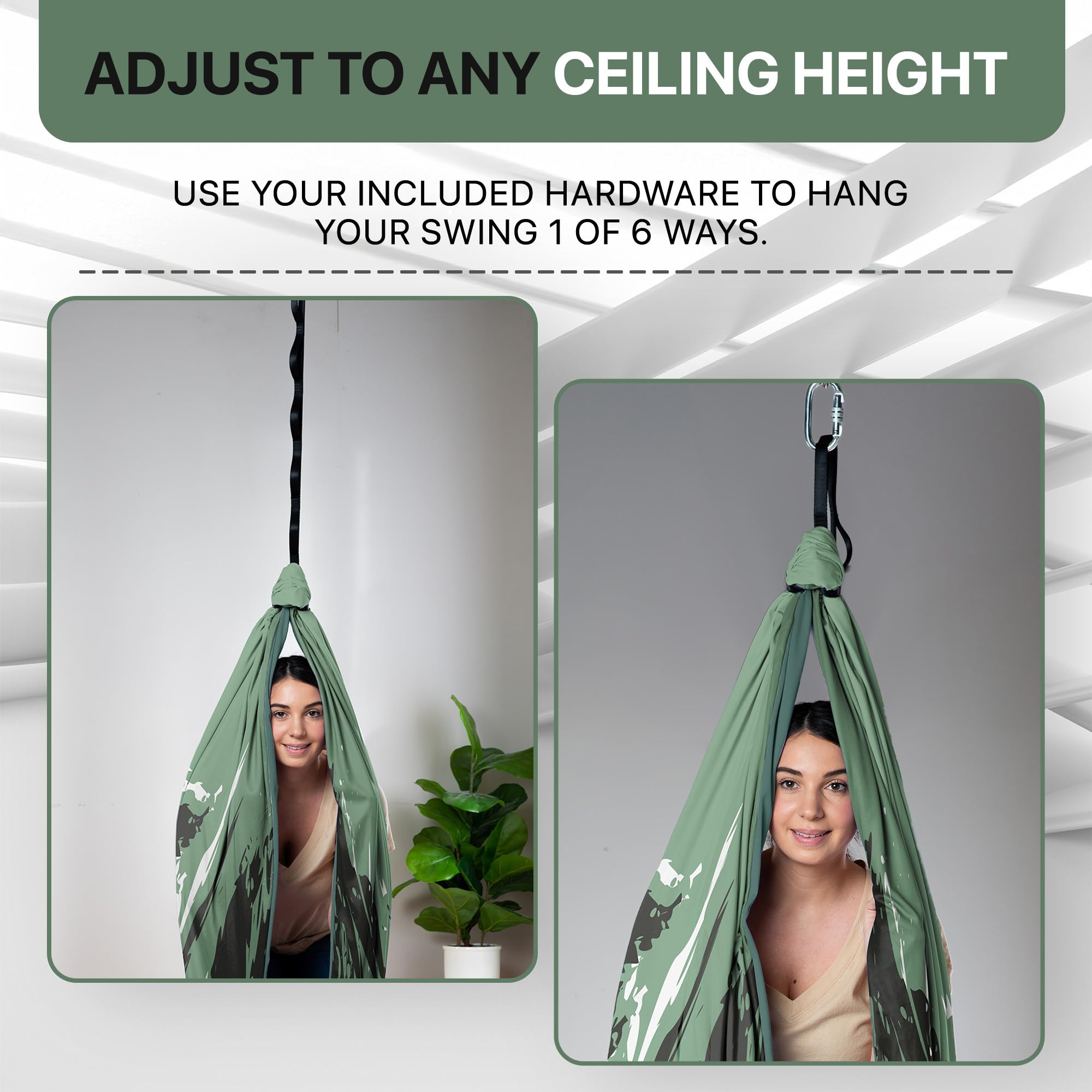 FRIENDLY CUDDLE child inside the pod swing enjoying calming motion and private space