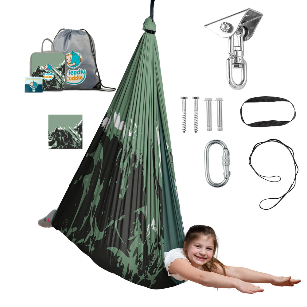 FRIENDLY CUDDLE front view of pod swing showing cozy entrance and durable shape