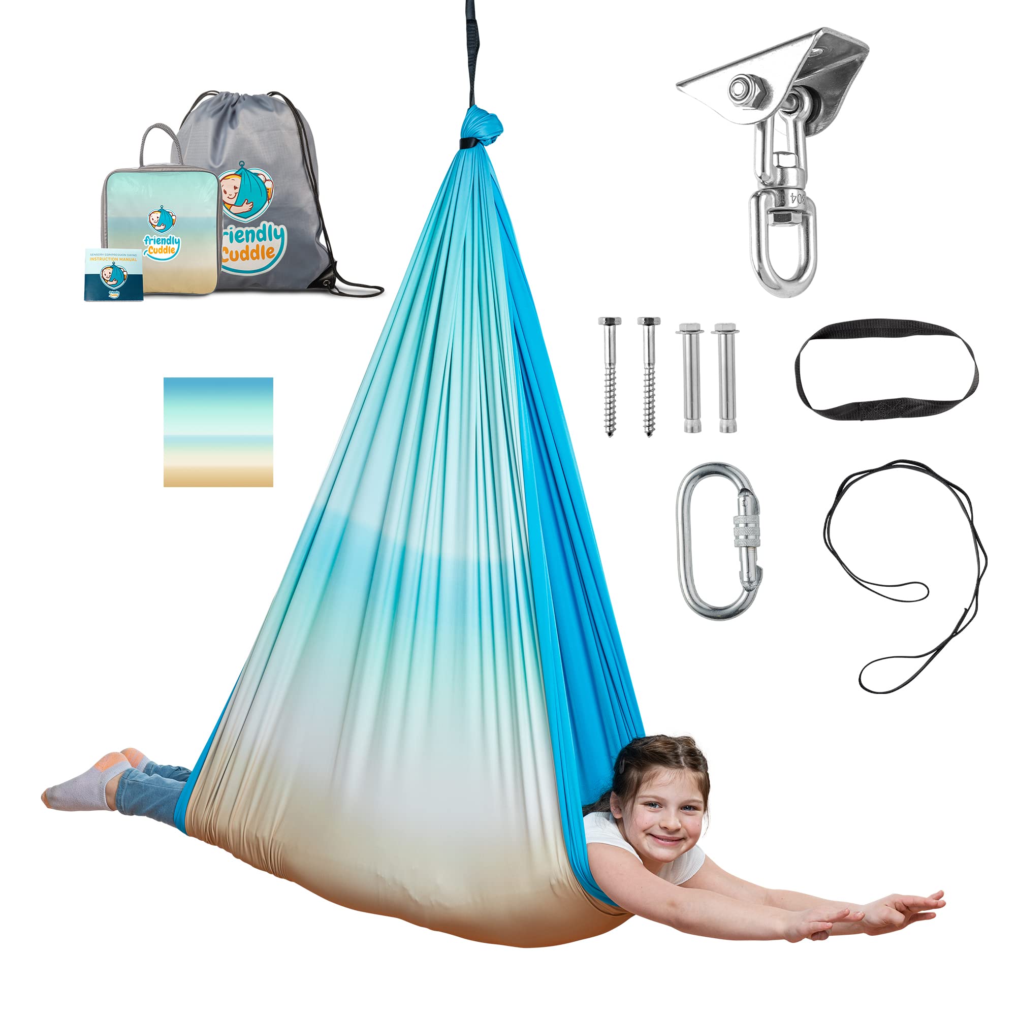 FRIENDLY CUDDLE front view pod swing showing cozy enclosed design and appeal
