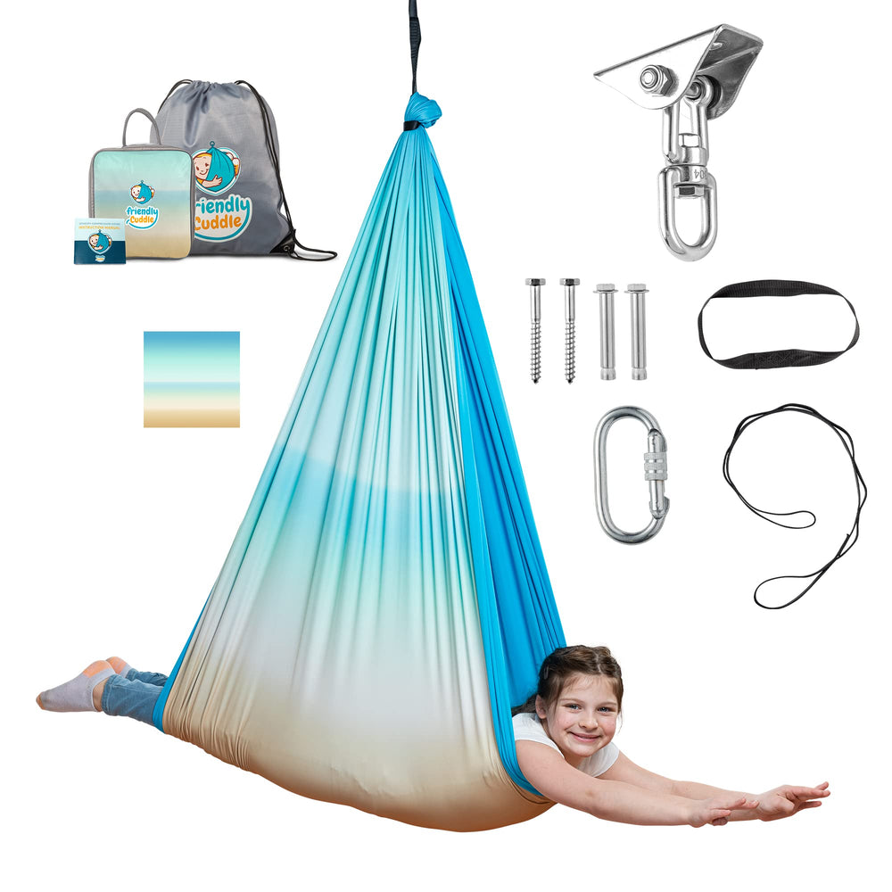 FRIENDLY CUDDLE front view pod swing showing cozy enclosed design and appeal
