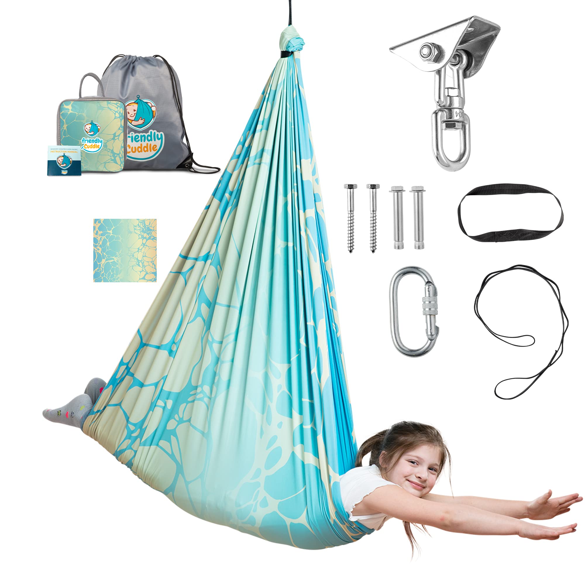 FRIENDLY CUDDLE front view pod swing showing cozy enclosure and entry