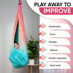 FRIENDLY CUDDLE swing mounted indoors demonstrating secure installation and smooth motion