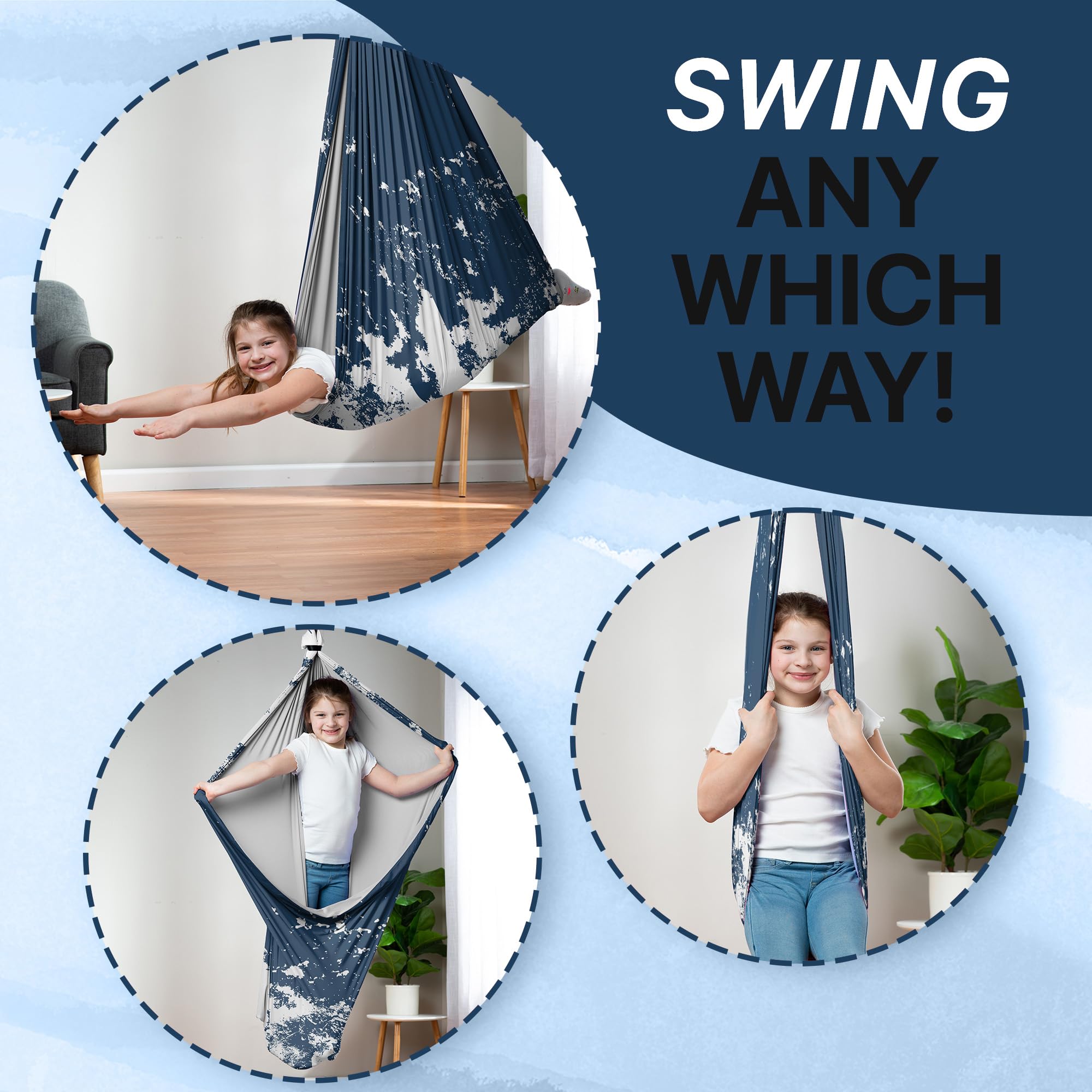 FRIENDLY CUDDLE ceiling-mounted pod swing setup for same-day use benefit