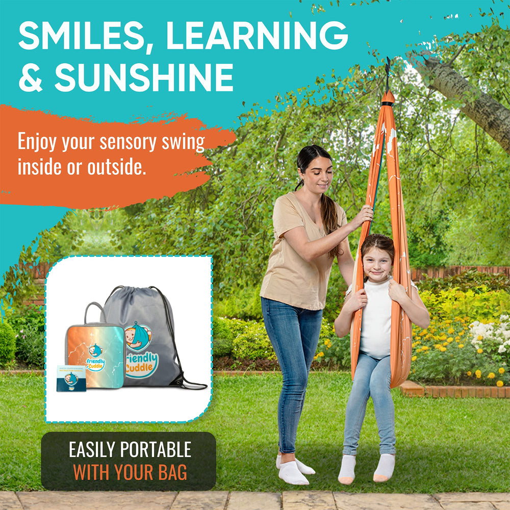 FRIENDLY CUDDLE size comparison with child and adult showing spacious design