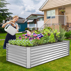 FRIZIONE front view of galvanized raised garden bed showing durable structure and roomy planting area
