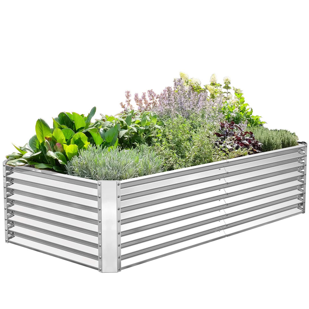 FRIZIONE raised bed next to a person showing size and easy reach benefits