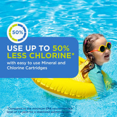 FROG cartridge dispensing at water surface illustrating steady chlorine release for balanced sanitization benefit