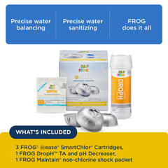 FROG DropH bottle label visible indicating alkalinity correction benefit