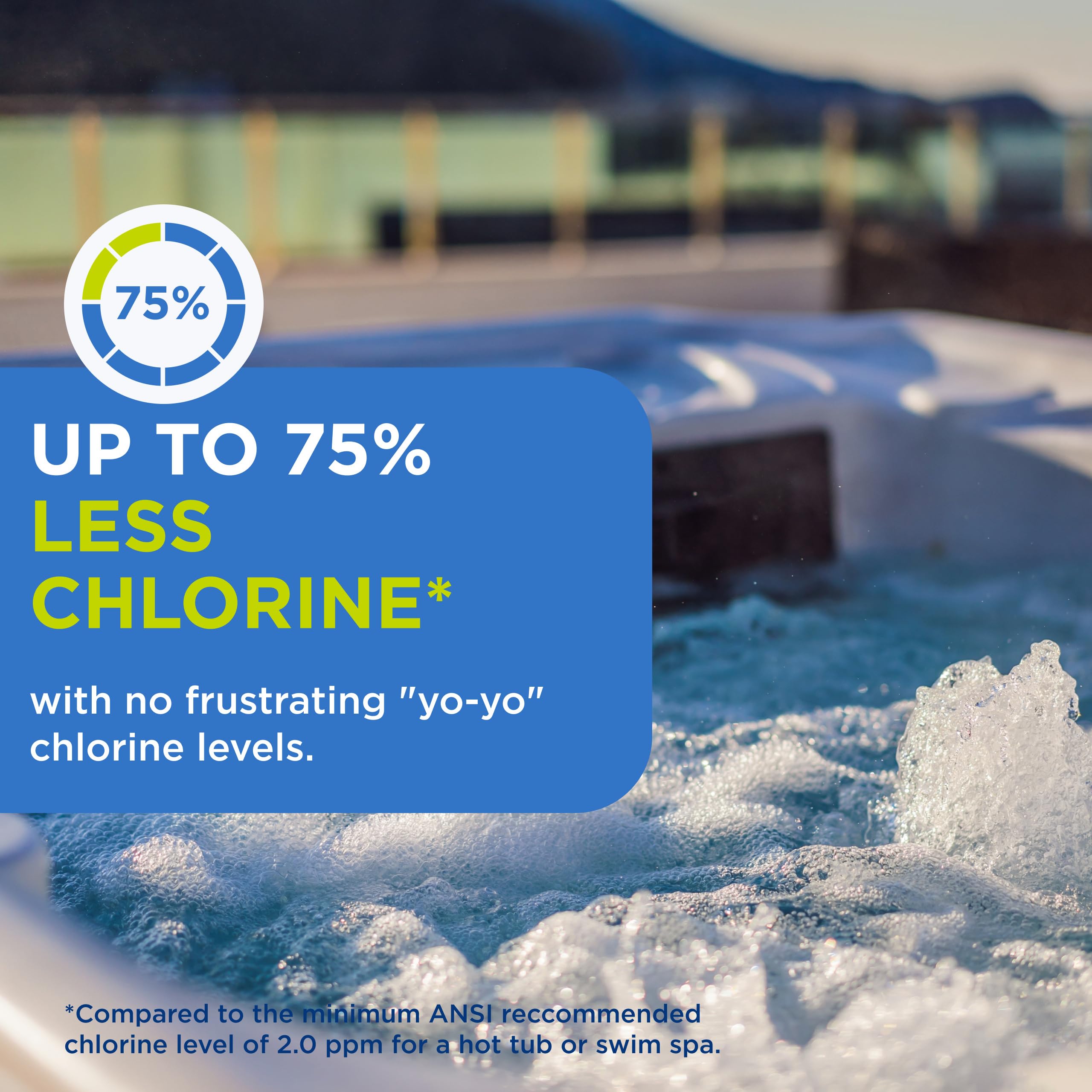 FROG floating system placed in hot tub water showing simple low-maintenance use