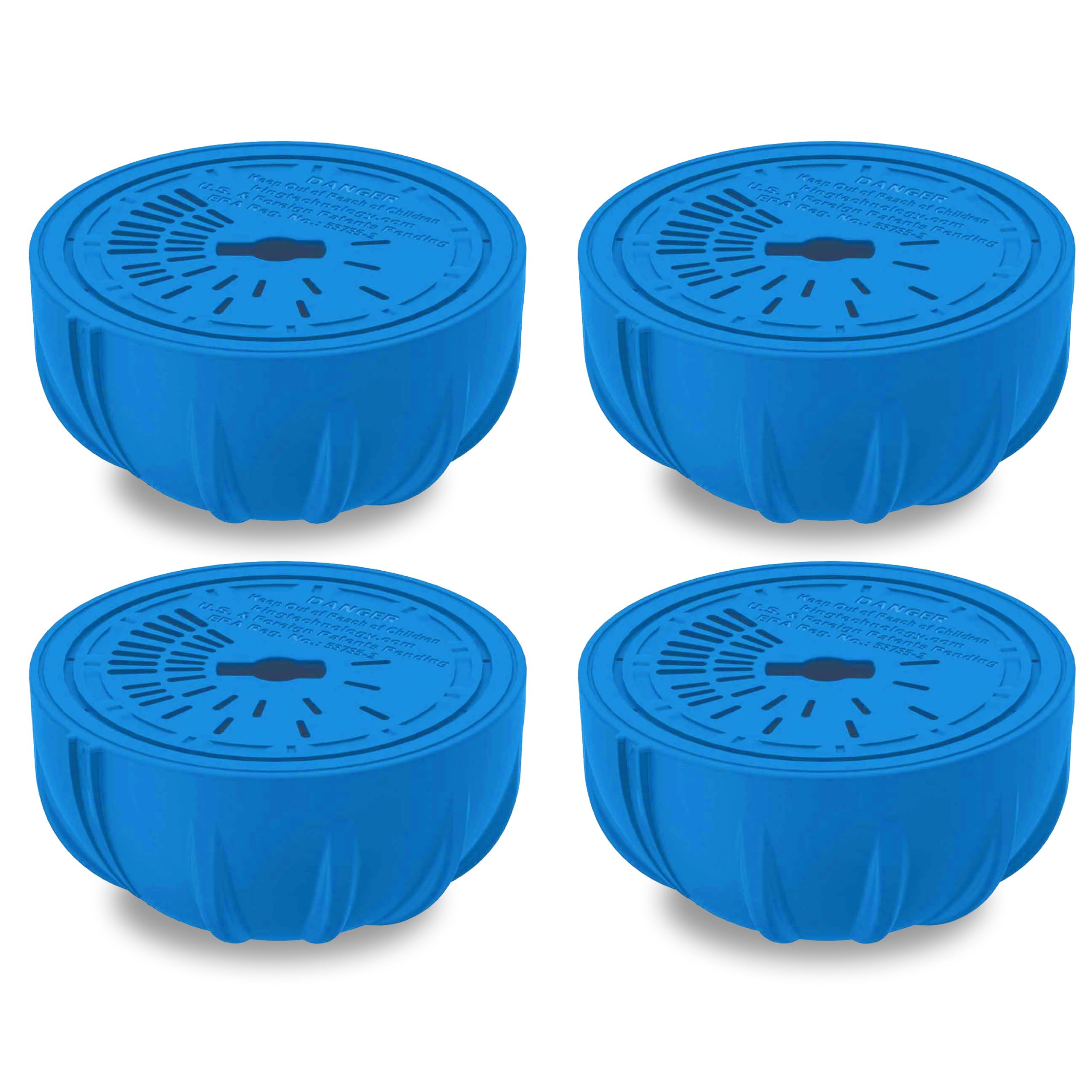 FROG front packaging showing four replacement chlorine cartridges and clear labeling benefit: easy refills