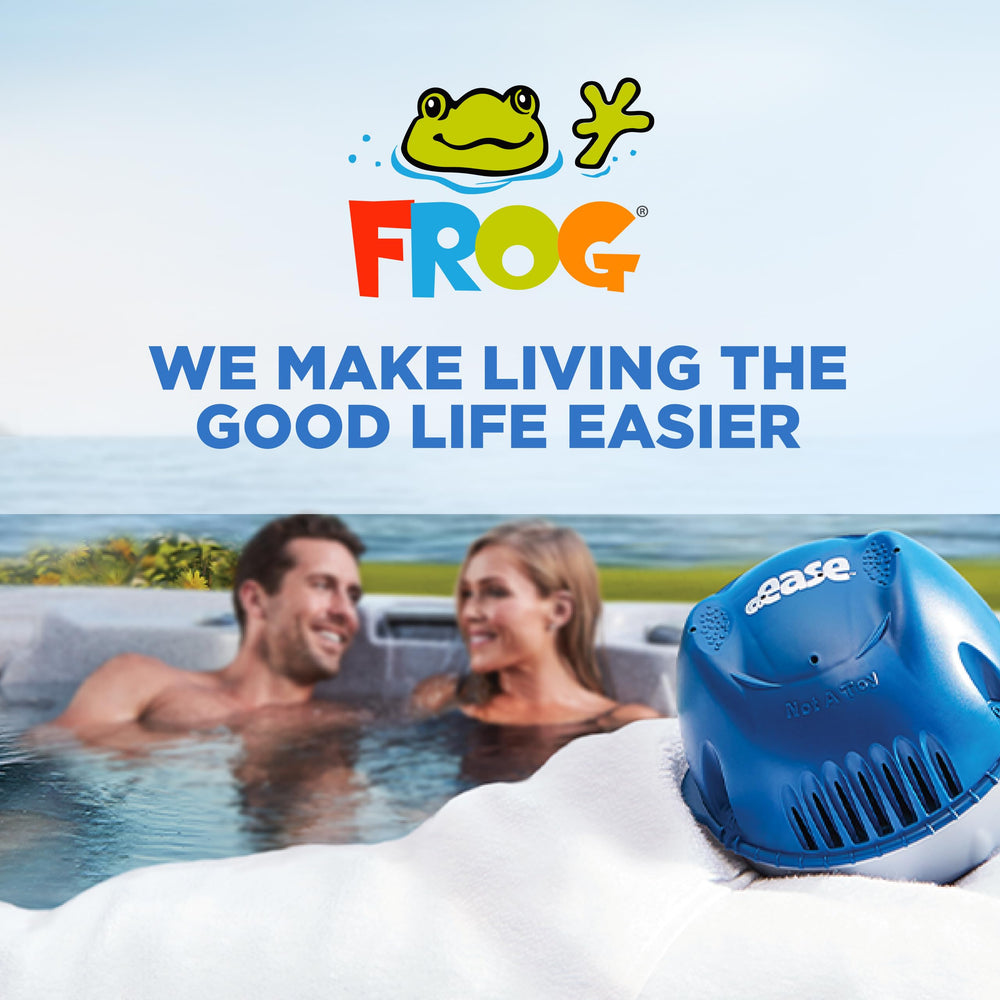 FROG system in a backyard evening soak setting indicating effortless care