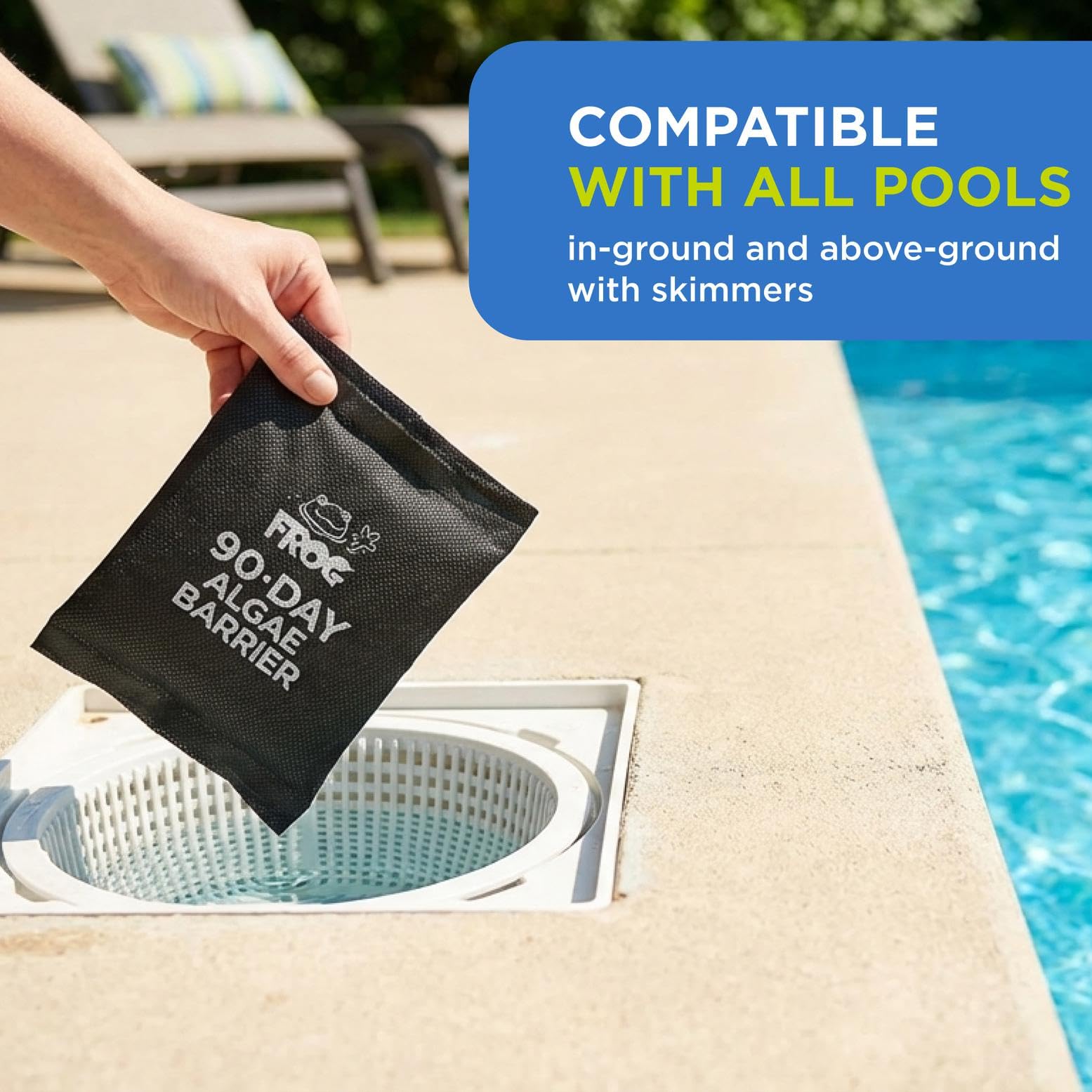 FROG three pods on countertop illustrating quantity for up to 30,000 gallon protection
