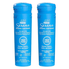 FROG Serene front packaging showing two replacement mineral cartridges and benefits