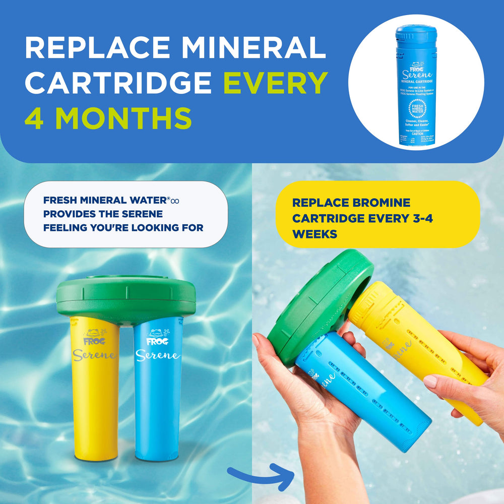 FROG Serene cartridge in hot tub lifestyle scene showing improved water comfort