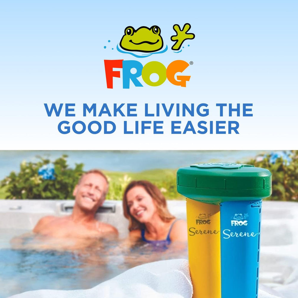 FROG Serene in a hot tub evening soak illustrating clearer softer water