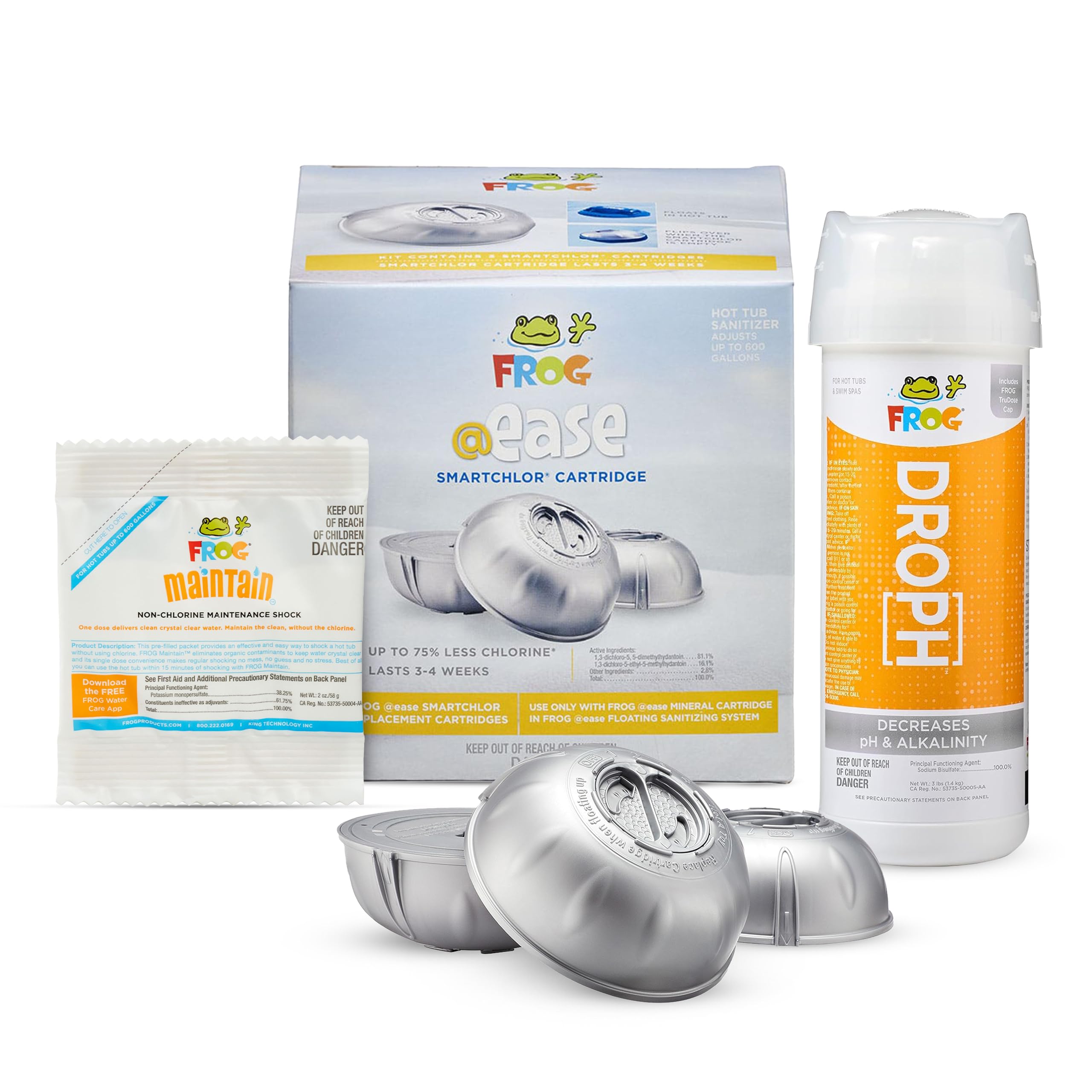 FROG front packaging showing replacement cartridge kit and easy setup benefit