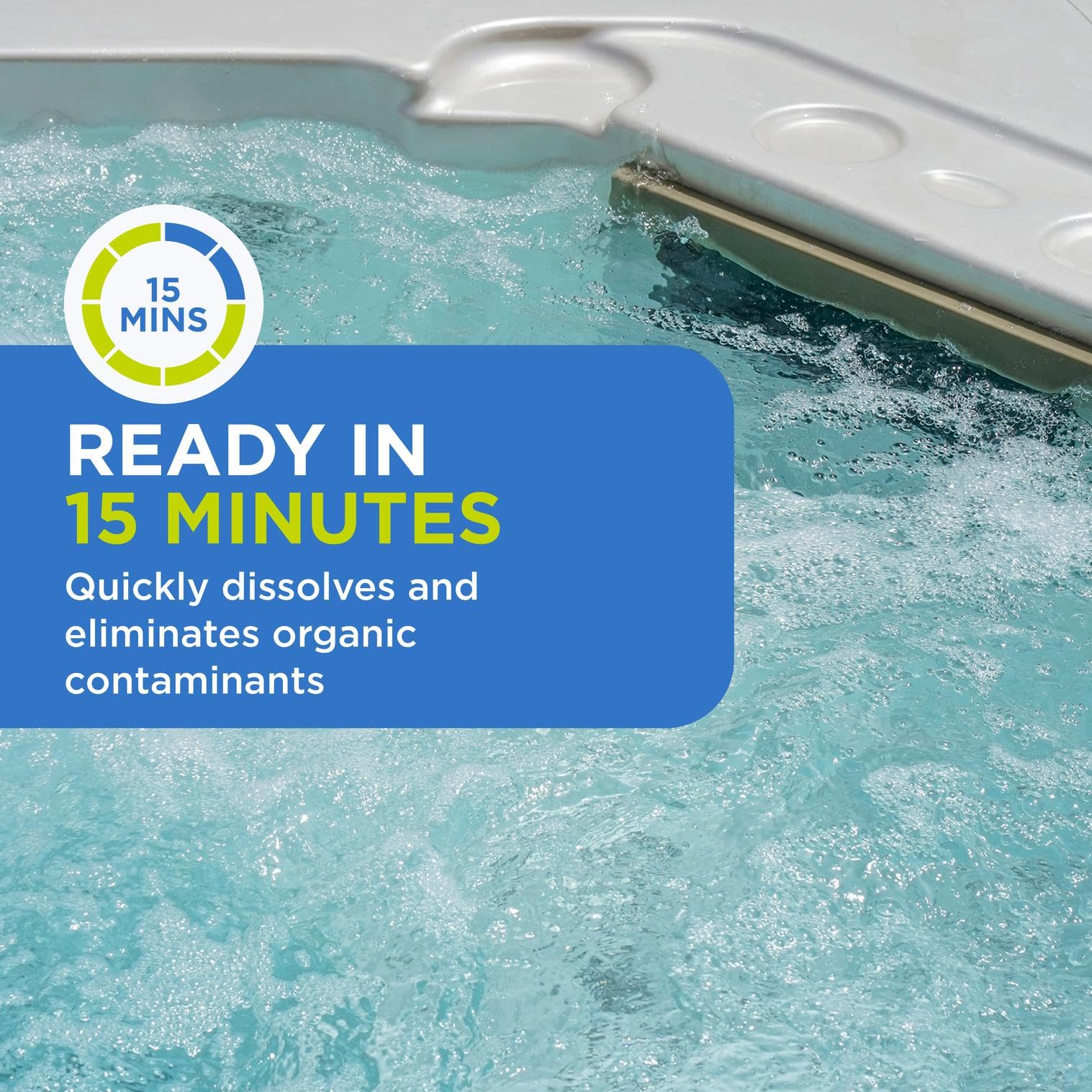 FROG powder dissolving in swim spa water for clearer water