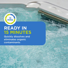 FROG powder dissolving in swim spa water for clearer water