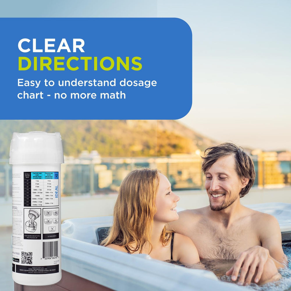product being added to a hot tub demonstrating even distribution and clarity benefit