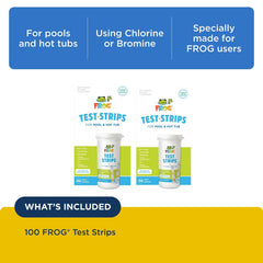 FROG strip being dipped in pool water to deliver quick indicator readings