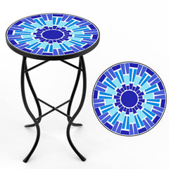 FROMJBEST front view showing mosaic top and sturdy frame, enhances patio style