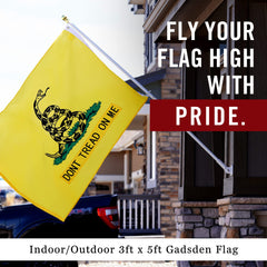 Front Line Flags back view with double-sided graphics visible for consistent visibility