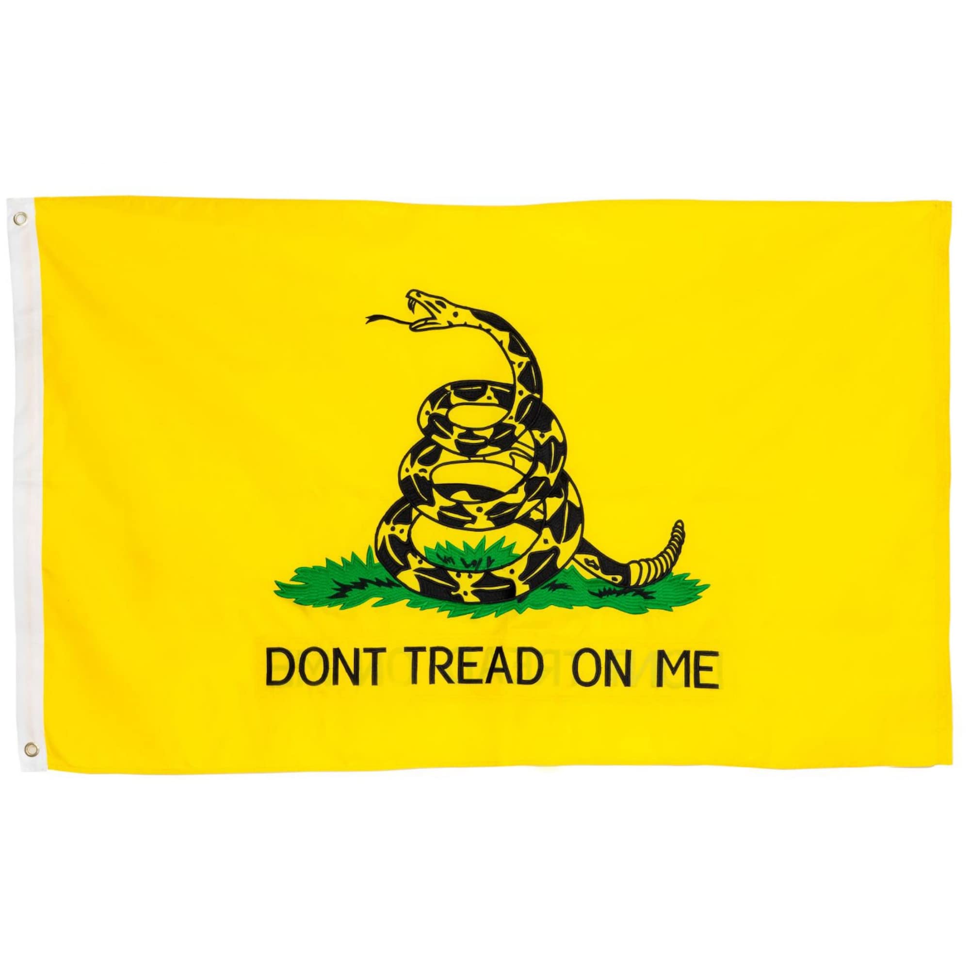 Front Line Flags front view showing bold Gadsden design and vivid colors for clear display