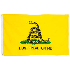 Front Line Flags front view showing bold Gadsden design and vivid colors for clear display