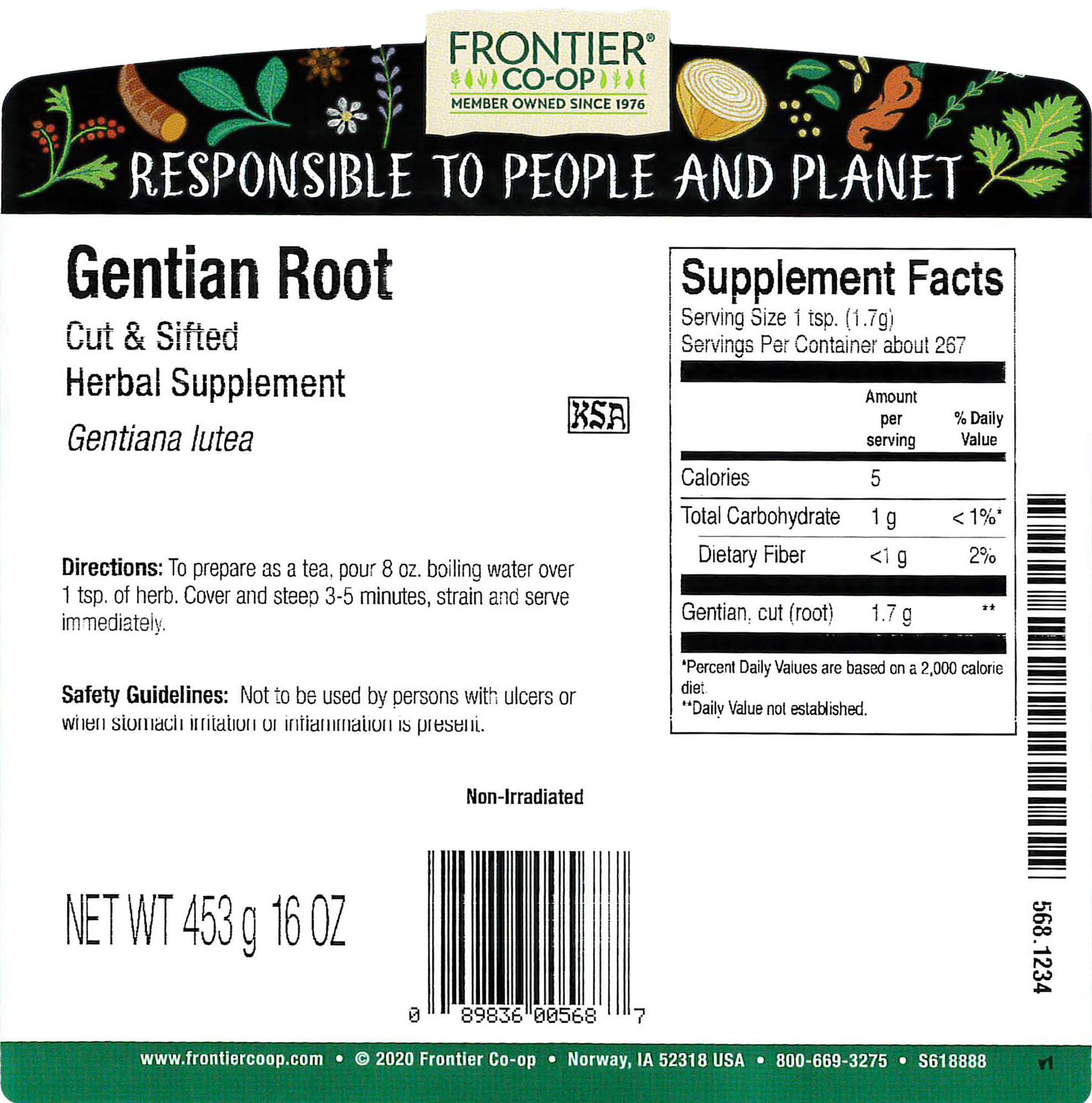 Frontier Co-op gentian root close-up texture reveals cut-and-sifted pieces for consistent extraction