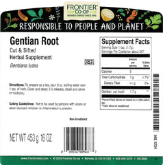 Frontier Co-op gentian root close-up texture reveals cut-and-sifted pieces for consistent extraction